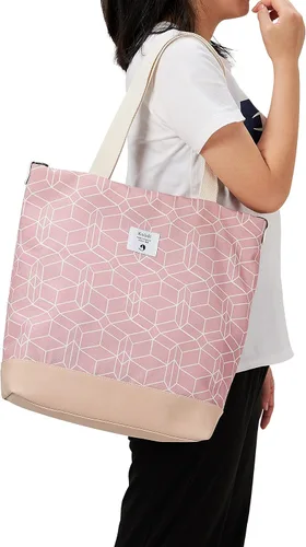 Vista 4 de KALIDI - Bolso grande de lona para mujer bolso de hombro cruzado bolso de mano casual bolso de trabajo