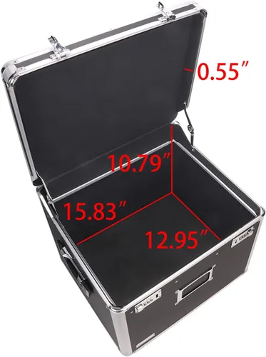 Vista 3 de Vaultz Caja de almacenamiento portátil de archivos con asa, 14.5 x 17.5 x 15.5 pulgadas, caja de seguridad móvil tamaño carta/legal, gabinete