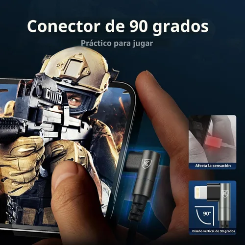 Vista 3 de Cargador de iPhone de 90 grados de 6 pies, [certificado Apple MFi], paquete de 3 cables de carga rápida, cable Lightning USB trenzado de nailon