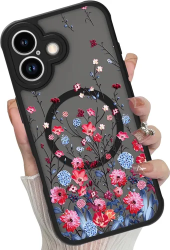 Vista 66 de Funda magnética para iPhone 17 Pro [compatible con MagSafe], bonita funda de moda con estampado de leopardo negro, translúcida, mate, parte trasera