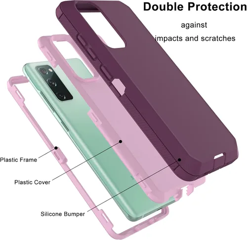 Vista 2 de Funda para Samsung Galaxy S20 FE 5G, resistente a prueba de golpes, funda protectora de plástico duro + carcasa híbrida de silicona de doble capa