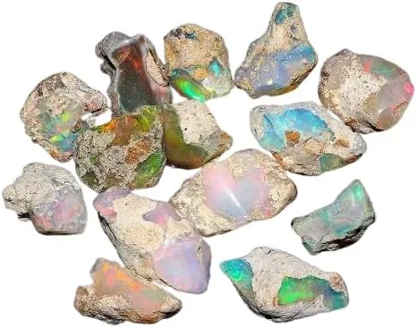 Vista 4 de AA - Piedra preciosa natural de ópalo etíope crudo, cristales de ópalo áspero, piedra preciosa para hacer joyas, ópalo grueso ultra fuego, piedra
