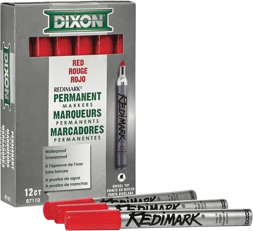 Vista 2 de Dixon RediMark, marcadores indelebles con punta biselada, Rojo