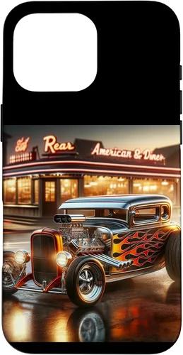 Vista 19 de Classic Hot Rod Retro Vintage Custom Hotrod Car Illustration Case for iPhone 17