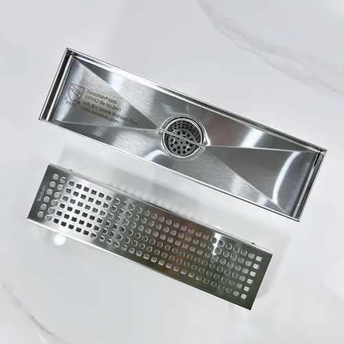 Vista 6 de Neodrain - Drenaje de ducha lineal de 12 pulgadas con rejilla removible, fabricante profesional de desagüe de suelo de ducha rectangular de acero