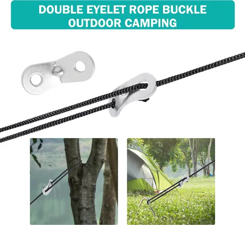 Vista 2 de uxcell Tensor de cuerda de guyline de aleación de aluminio, tensores ajustables para tienda de campaña para accesorios de camping, ajustadores