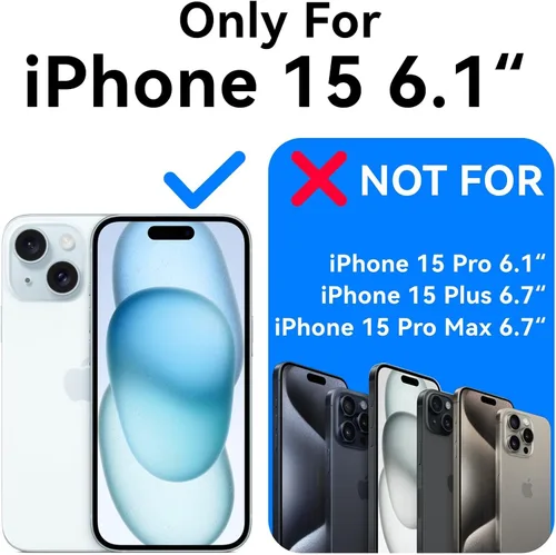Vista 2 de Mkeke Funda magnética diseñada para iPhone 15 transparente, compatible con Magsafe, [no amarilla] [protección contra caídas de grado militar] fundas