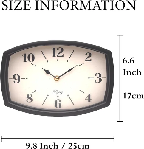 Vista 2 de Reloj de pared pequeño Silencioso Retro Rectangular Reloj Negro Rectángulo Relojes de pared de metal con pilas estilo antiguo de diseño