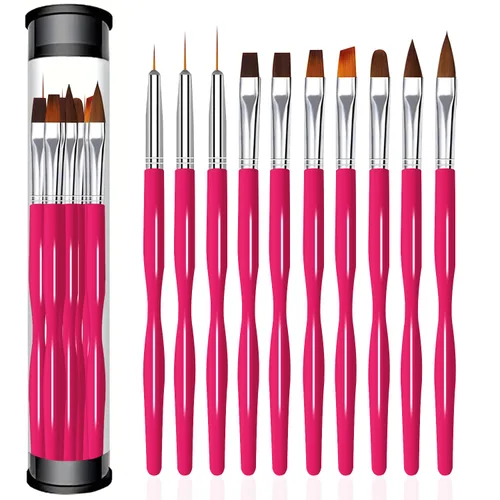 Vista 10 de Juego de 10 pinceles para arte de uñas, pinceles de gel y acrílicos para Negro