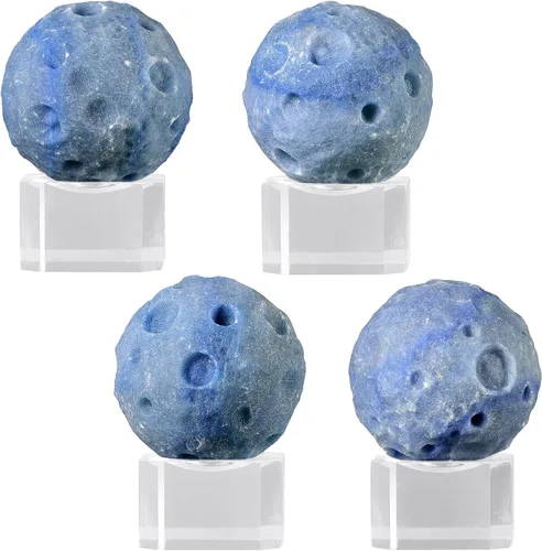 Vista 5 de Nupuyai Escultura de bola de cristal Moon Planet con soporte acrílico, esfera redonda, decoración de piedra de cristal para mesa de oficina en casa