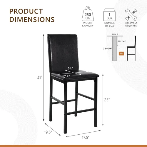 Vista 3 de Homelegance Tempe - Silla de comedor (4 unidades), piel sintética, color marrón oscuro