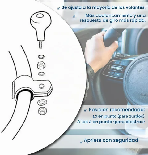 Vista 4 de Zento Pomos de Dirección Clásicos Negros Ajuste Universal Volante de Vehículo Suicide Spinner Manijas de Calidad Premium