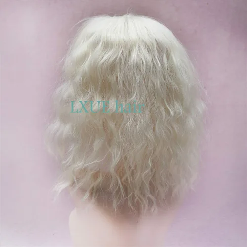Vista 3 de LXUE Extensiones de cabello ondulado profundo con clip con flequillo para mujeres con cabello delgado, 12 pulgadas, rubio 613# 613# Rubio