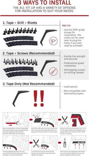 Vista 9 de All-Fit Automotive Kit Divisor de Labio de Parachoques Universal de 3.5 Pulgadas - Protector de Alerón de Barbilla para Delantero o Trasero - Los