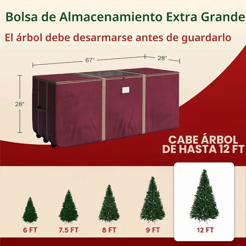 Vista 2 de Bolsa de almacenamiento enrollable para árbol de Navidad - Bolsas de almacenamiento resistentes para árboles artificiales de 3.7 m, decoración