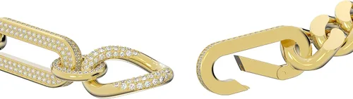 Vista 3 de Swarovski Collar Dextera, declaración, eslabones mixtos, blanco, acabado dorado, Cristal, Cristal