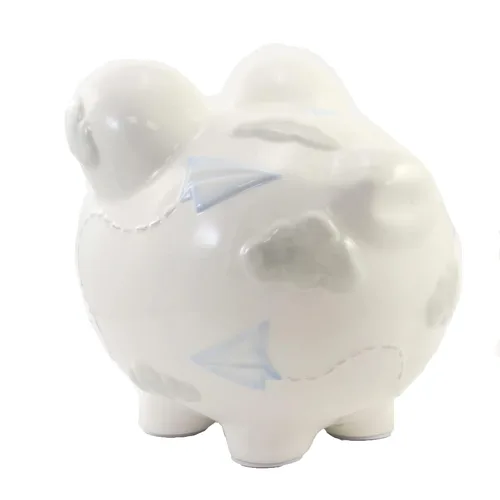 Vista 3 de Child to Cherish Cerdito de cerámica para niños, avión de papel