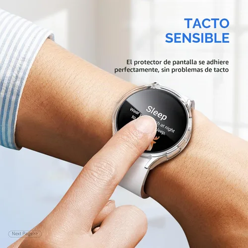 Vista 5 de Paquete de 6+6 para Samsung Galaxy Watch 7 Protector de Pantalla de 40mm, Funda de Parachoques de PC Duro con Película de Vidrio Templado Anti-Vaho