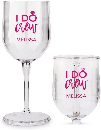 Vista 6 de WEDDINGSTAR Copa de vino de anidación de plástico portátil personalizada - Impresión de monograma caligráfico