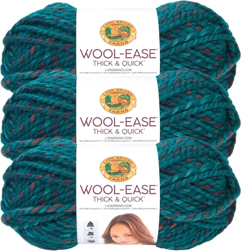 Vista 121 de Lion Brand Yarn - Ovillo de lana Wool-Ease Thick & Quick color fuerza aérea Super Bulky Wool Acrylic Blend Fiber for Soft Hats, Sweaters, Chunky