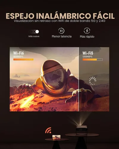 Vista 4 de [Soporte ajustable de 360° y 2000 ANSI] VOPLLS Proyector 4K actualizado con WiFi y Bluetooth, Keystone de enfoque automático y portátil de 1080P