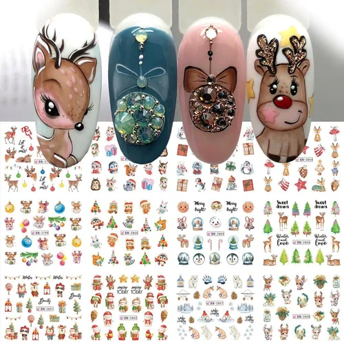 Vista 11 de Calcomanías de arte de uñas de Halloween, calcomanías de transferencia de agua, 12 unidades, calabaza, esqueleto, araña, fantasma, hoja de arce