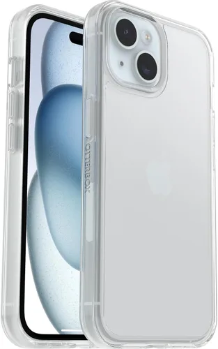 Vista 5 de OtterBox Funda para iPhone 15, iPhone 14 y iPhone 13 Symmetry Series, color negro, ultra suave, compatible con carga inalámbrica, bordes elevados