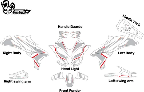 Vista 2 de Nuevo Kit gráfico para DUCATI Multistrada V4 S Kit gráfico completo (RL-W) (GLOSSY)