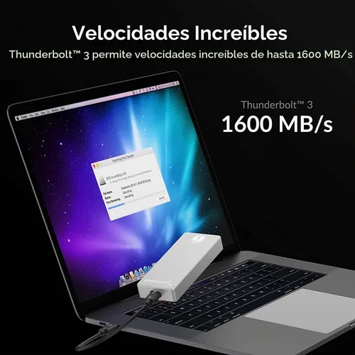 Vista 9 de SABRENT Carcasa de aluminio sólido SSD M.2 NVMe sin herramientas con certificación Thunderbolt 3 (EC-T3NS)