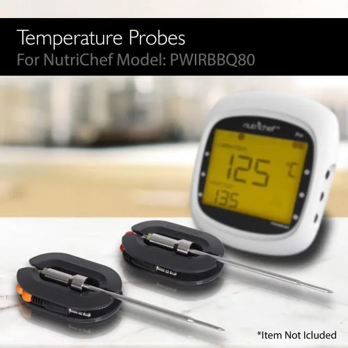 Vista 2 de NutriChef Termómetro de barbacoa mejorado, sondas de temperatura – 2 piezas de acero inoxidable para NutriChef PWIRBBQ80 termómetro digital