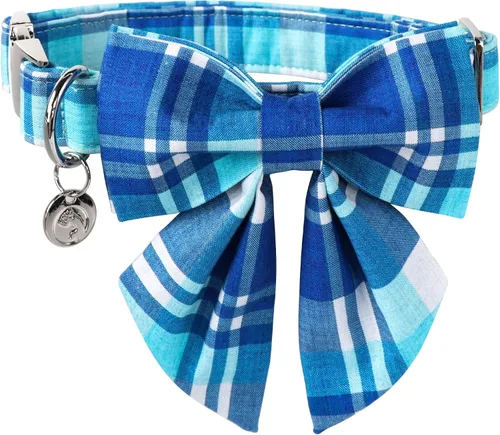 Vista 33 de DOGWONG Collar de otoño para perro con lazo, collar de moño para perro de Acción de Gracias, collar ajustable de algodón de otoño con hoja de arce