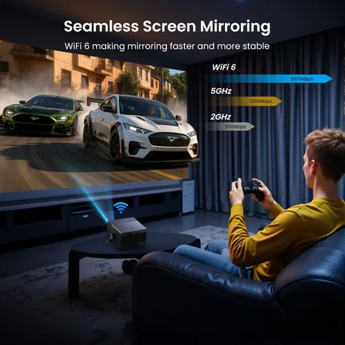 Vista 8 de Proyector para exteriores de Google TV con licencia oficial de 2000 ANSI 4K Full HD, proyector inteligente con WiFi y Bluetooth
