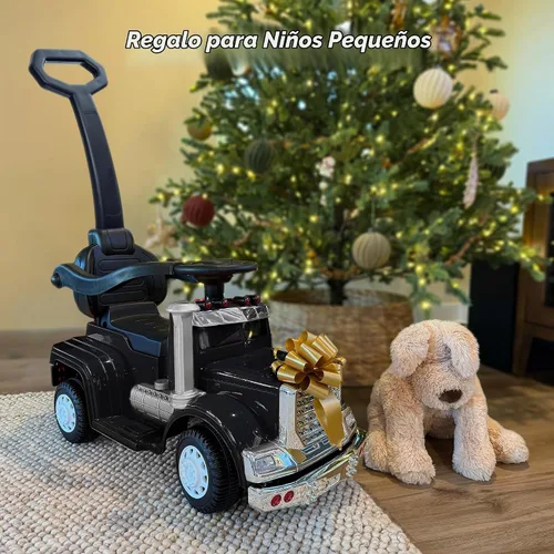 Vista 5 de Outfunny Coche de empuje 3 en 1 para niños pequeños de 1 a 3 años con mango y música Negro