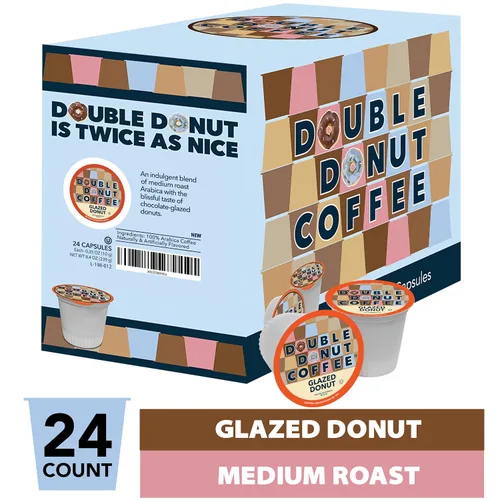Vista 55 de Double Donut Coffee Cápsulas de Café Half Caff, Cápsulas de Café de Media Cafeína de Porción Individual para Cafeteras Keurig K Cup, Tostado Medio