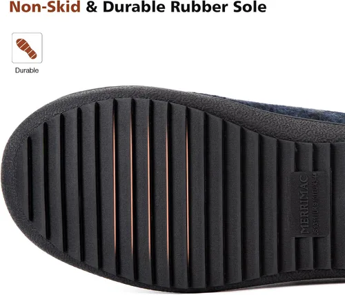 Vista 5 de MERRIMAC Pantuflas de espuma viscoelástica de punto para hombre, cómodas, con forro de sherpa