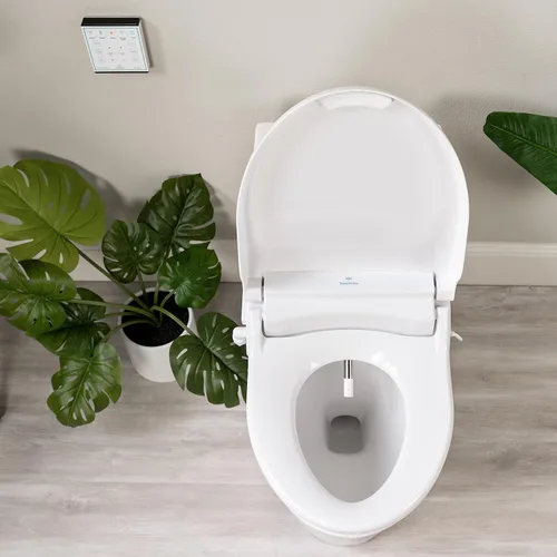 Vista 6 de BidetMate Asiento de inodoro inteligente serie 1000 con agua calentada, control remoto inalámbrico y secadora de aire caliente, asiento de bidé