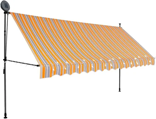 Vista 11 de vidaXL Toldo retráctil, toldo retráctil manual para patio al aire libre, toldo de refugio de sombra con LED para jardín, patio, balcón, 98.4 Naranja