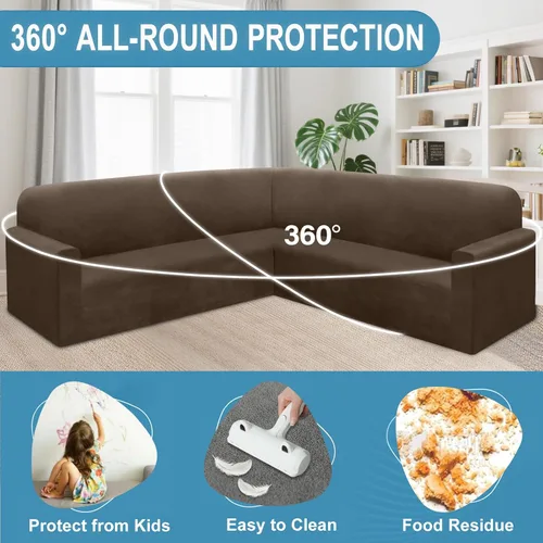 Vista 86 de HDCAXKJ Fundas de sofá seccional de esquina de terciopelo elástico en forma de L, juego de fundas deslizantes suaves y gruesas en forma de U