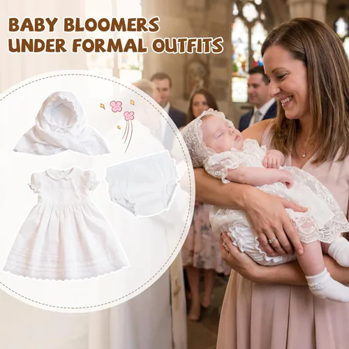 Vista 6 de Durio Ruffle Baby Bloomers - Fundas de pañales de algodón para niñas 0-2T A Blanco