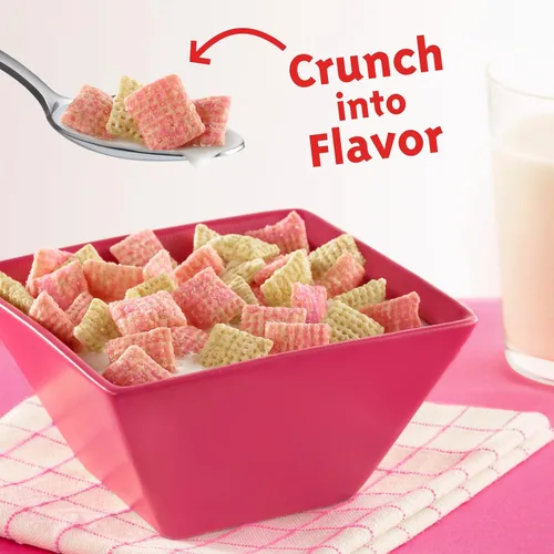 Vista 5 de Cereal Chex de Fresa y Vainilla, cereales para el desayuno sin gluten, hechos con grano integral, 12.4 onzas
