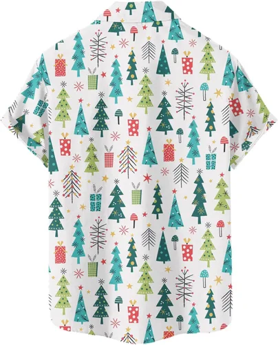 Vista 2 de Camisa hawaiana de vacaciones de Navidad para hombre, camisetas de verano para hombres, camisas de vestir elásticas para hombre, jeans de vestir