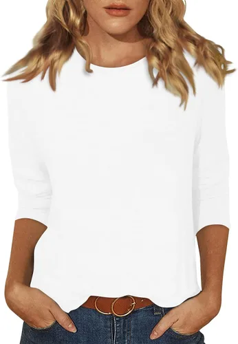 Vista 20 de Blouses for Women 2025 Three Quarter Sleeve Round Neck T Shirt Hawaiian Printing Trendy Fashion Beach Tops