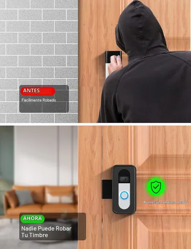 Vista 5 de Actualización de soporte antirrobo para timbre de video, no bloquea el sensor de movimiento del timbre, soporte de montaje sin taladro