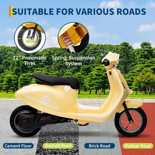 Vista 4 de Motocicleta eléctrica para niños de 24 V, juguete de paseo de 350 W Beige