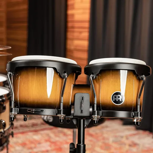 Vista 13 de Meinl Percussion HB100SNT-M bongós de madera natural de 6 3/4 y 8 pulgadas, Vintage Sunburst Bongos profesionales de madera duradera para adultos