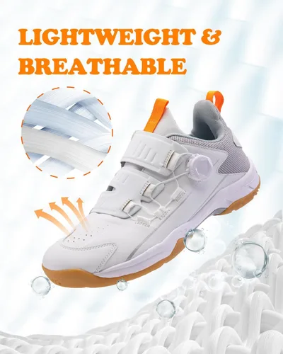 Vista 5 de Zapatos anchos de pickleball para mujer, zapatos de pickleball de encaje rápido para hombre, zapatos de corte para pickleball para mujer