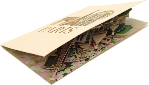 Vista 3 de ASVP Shop Paris Skyline - Tarjeta emergente hecha a mano, tarjeta de felicitación 3D con monumentos icónicos, tarjeta para amigos, tarjeta de feliz