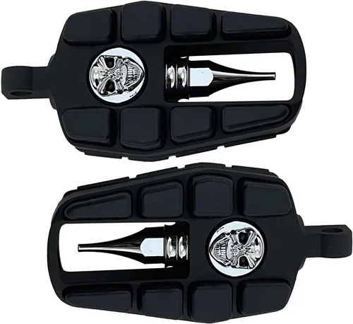 Vista 8 de FATECIM Estriberas de calavera para motocicleta, reposapiés para motocicleta, mini tablas de suelo con adaptadores de montaje macho y goma