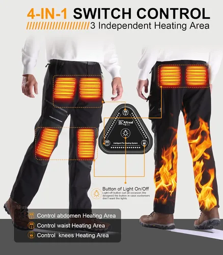 Vista 7 de Heated Pants with 20000mAh Battery Pack Electric Heated Snow Hiking Pants Winter Softshell Outdoor Trousers