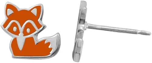 Vista 2 de Boma Pendientes de plata de ley con diseño de zorro